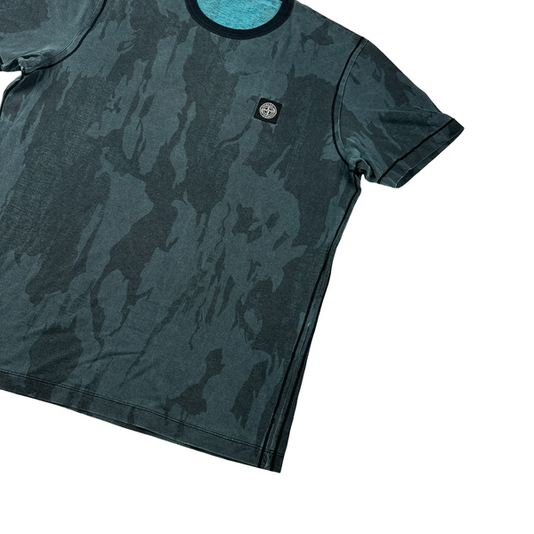 Stone Island Navy Flowing Camo Printed T Shirt - XXL