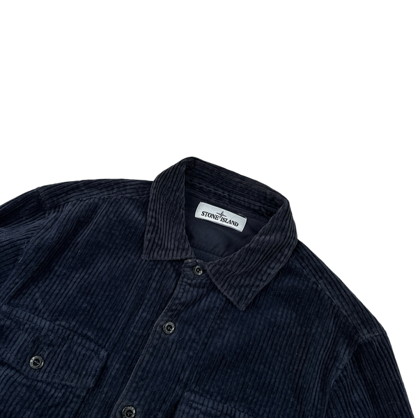 Stone Island 2020 Navy Jumbo Cord Shirt - Small