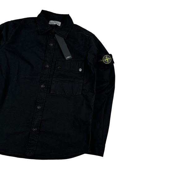 Stone Island 2023 Black Buttoned Cotton Overshirt - Small