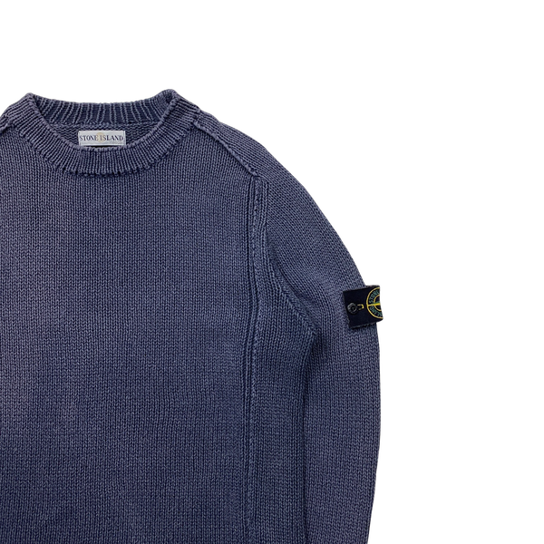 Stone Island Blue Vintage Heavy Knit Jumper - Medium