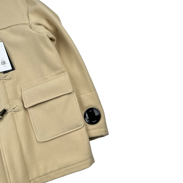CP Company Tan Wool Spellout Watch Viewer Duffle Jacket - Large