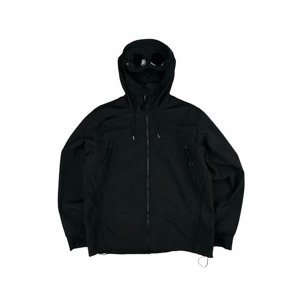 CP Company Black Soft Shell R Goggle Hooded Zipped Jacket - 3XL