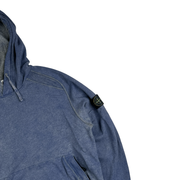 Stone Island 2021 Blue Cotton Dust Treatment Hoodie - Medium