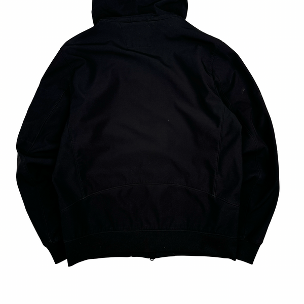 CP Company Black Soft Shell Lens View Hooded Zipped Jacket - Medium