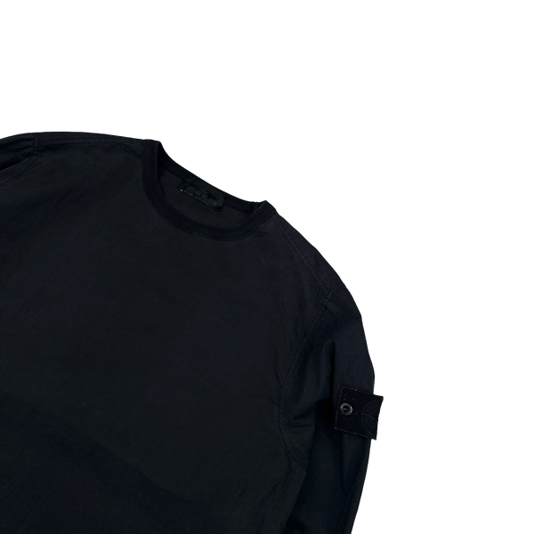 Stone Island 2019 Black Ghost Piece Resin Cotton Crewneck - Small