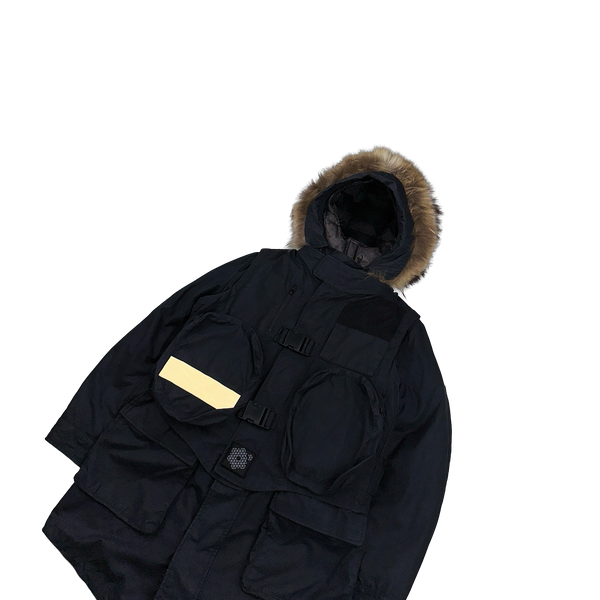 Plurimus Navy 3 In 1 Fur Hood Parka Vest Jacket - Medium
