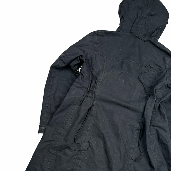 CP Company Black Long Hooded Cotton Blend Jacket - Small