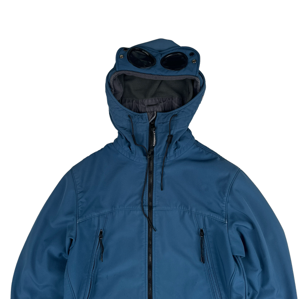 CP Company Blue Fleece Lined Soft Shell Goggle Jacket - Medium