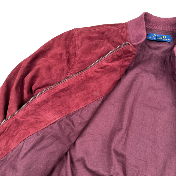 Ralph Lauren Burgundy Heavyweight Suede Jacket - Small
