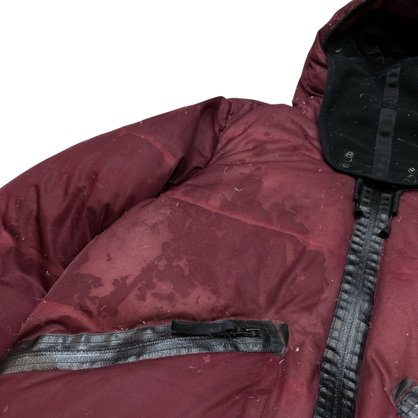 Stone Island 2010 Burgundy Welded Down Balaclava Puffer Jacket - Large