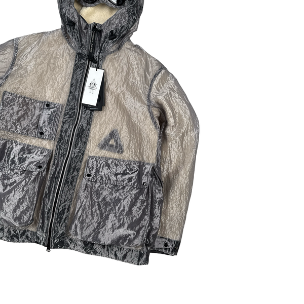 CP Company X Palace Silver Kan D Shearling Lined Spellout Embroidered Pocketed Jacket - Small