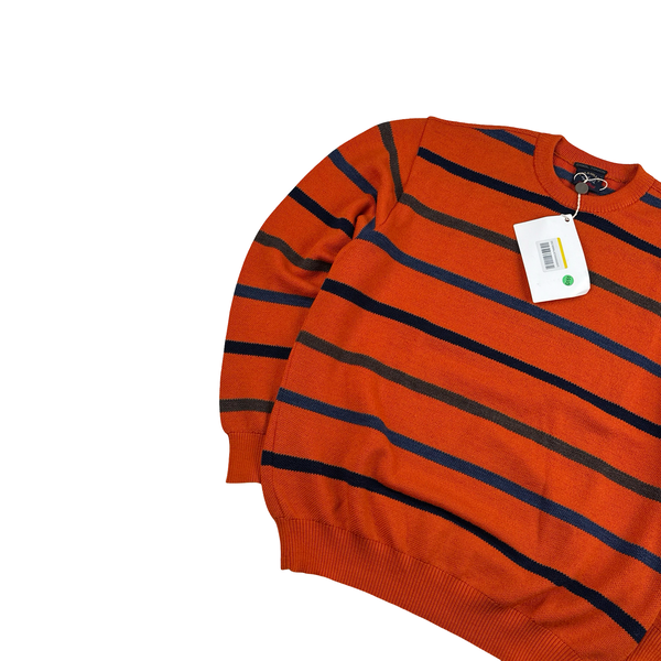 Paul & Shark Orange Stripped Knitted Wool Crewneck - Large