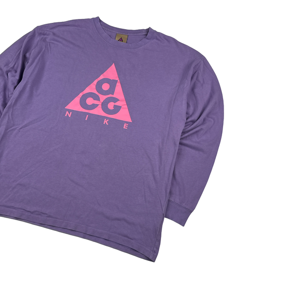 ACG Purple Pink Spellout Longsleeve Cotton T Shirt - Medium