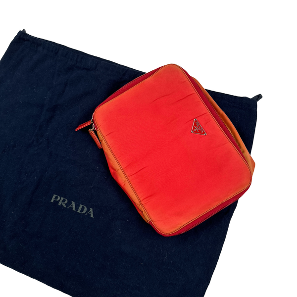 Prada Red Dye Nylon Multi 80’s Pocket Wash Bag