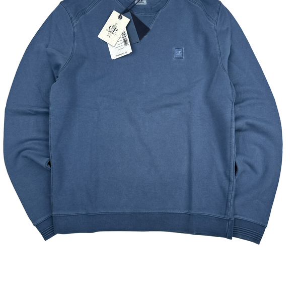 CP Company Blue Cotton Garment Dyed Crewneck Jumper - Large
