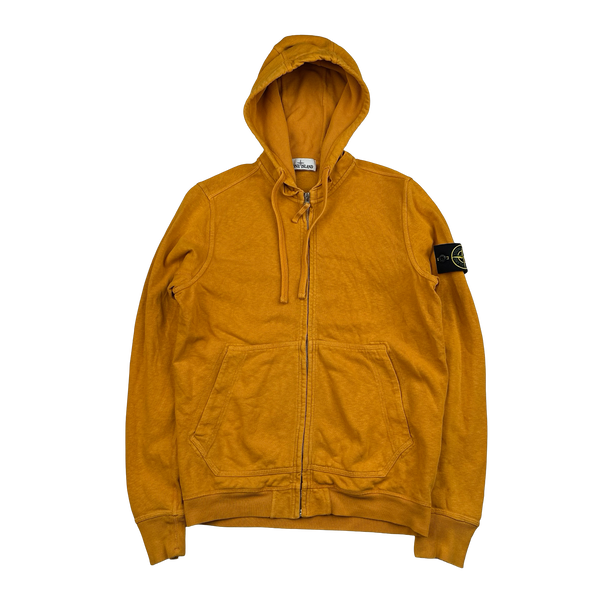 Stone Island 2017 Orange Zipped Cotton Hoodie - Small