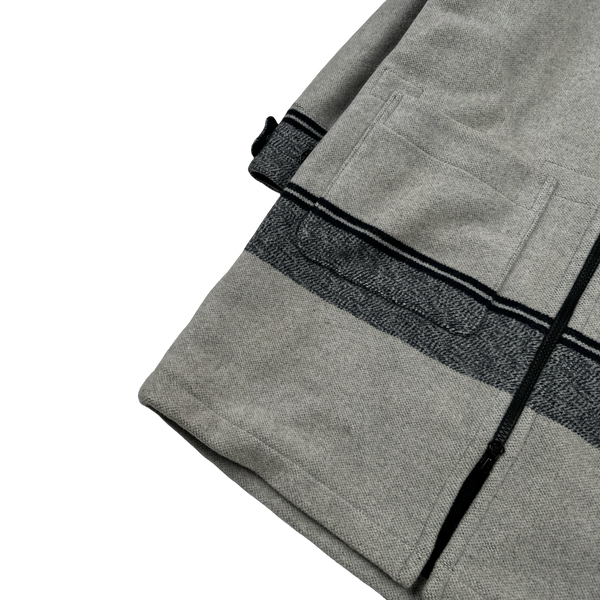 Stone Island 2020 Grey Panno Jaquard Wool Long Jacket - Large