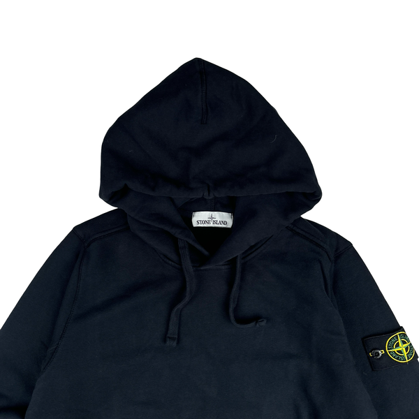 Stone Island Navy Cotton Pullover Hoodie - Small