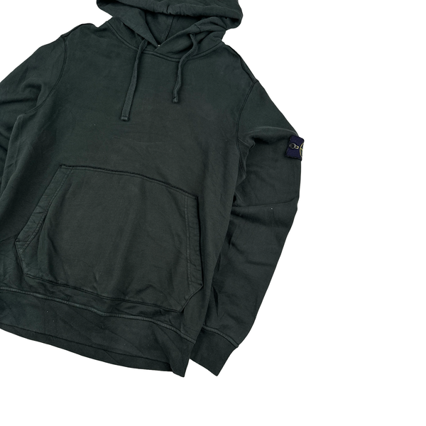 Stone Island 2019 Washed Green Cotton Pullover Hoodie - Large