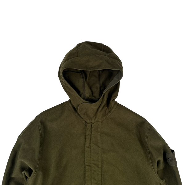 Stone Island 2021 Khaki Ghost Piece Flocked Pullover Hoodie - Medium