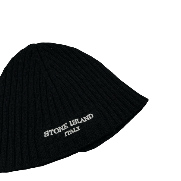 Stone Island 2005 Navy Wool Spellout Beanie