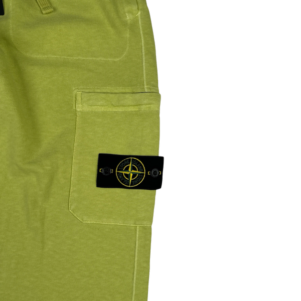 Stone Island 2022 Lime Green Thick Cotton Joggers - Medium