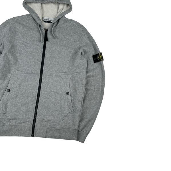 Stone Island 2023 Grey Zipped Hooded Jumper - Medium