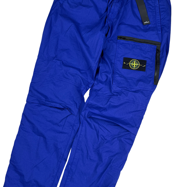 Stone Island 2022 Electric Blue Cotton Cargo Trousers - 32"