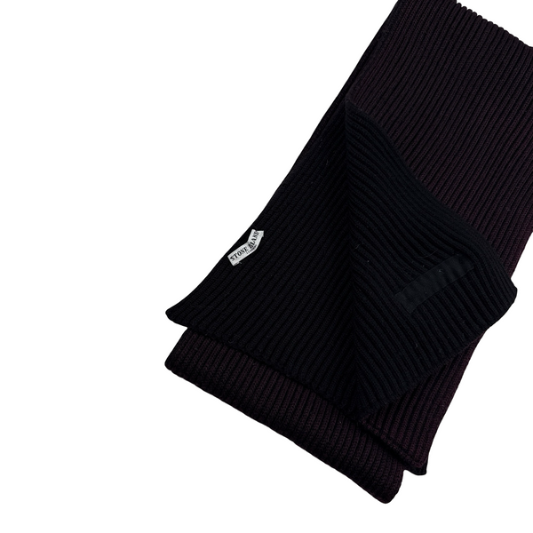 Stone Island Purple Wine Ribbed Wool Scarf