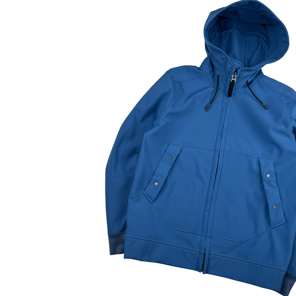 Stone Island Blue Soft Shell R Hooded Jacket - Medium