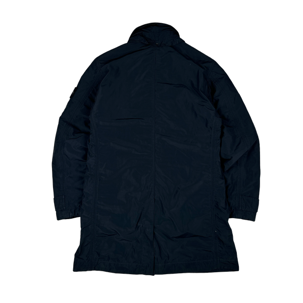 Stone Island Micro Reps Navy Primaloft Lined Long Jacket - Medium