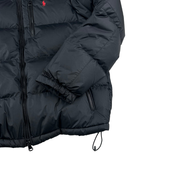 Ralph Lauren Black Padded Nylon Hooded Jacket - Medium