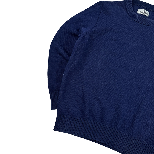 Stone Island Blue Thick Knitted Pullover Jumper - 3XL