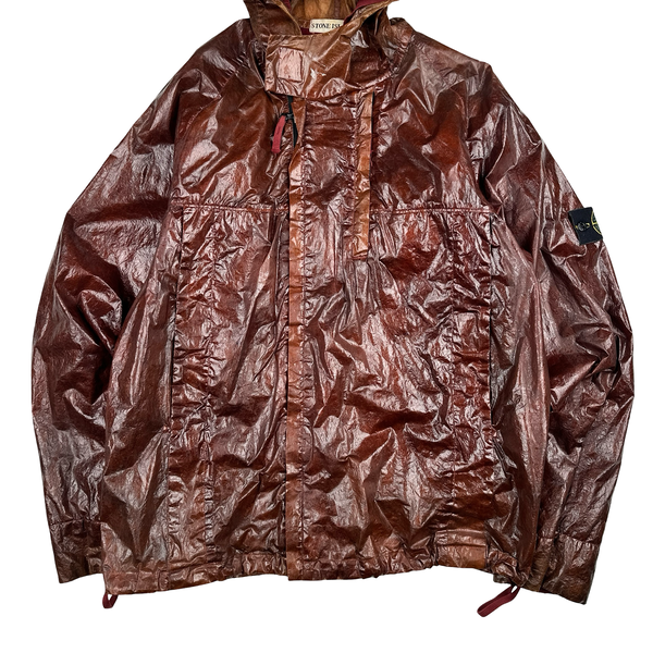 Stone Island 2001 Dark Red Micro Felt Transparent Laminated Web Jacket - Large