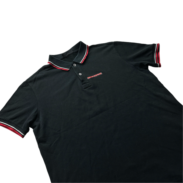 Prada Black Cotton Polo - Large