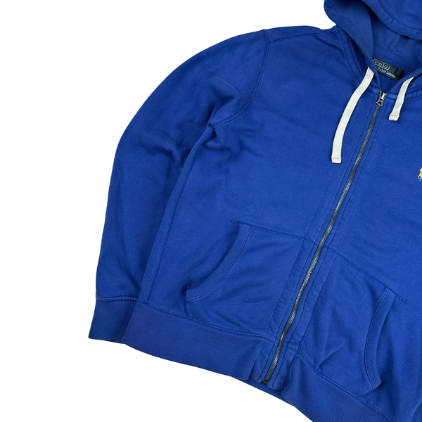 Ralph Lauren Blue Thick Cotton Zipped Hoodie - Medium