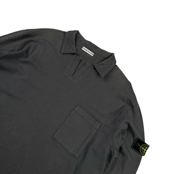 Stone Island Vintage 1999 Grey Cotton Collared Polo Shirt - XXL