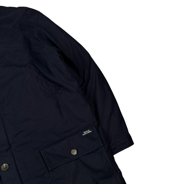 Ralph Lauren Polo Navy Corduroy Collar Cotton Long Jacket - Large