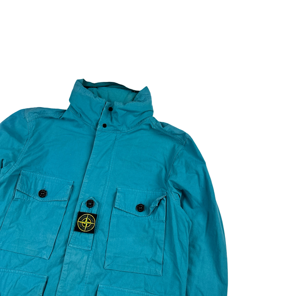 Stone Island 2020 Blue Cotton Cordura Centre Badge Field Jacket - Medium