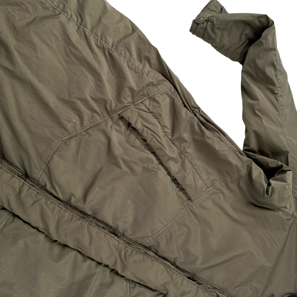 CP Company Brown Nycra Quilted Fishtail Parka Jacket - Medium