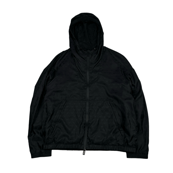Emporio Armani Monogram Reversible Nylon Peak Hood Lightweight Jacket - XXL