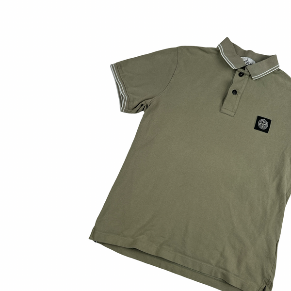 Stone Island Khaki Short Sleeve Polo Shirt - Small