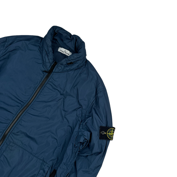 Stone Island 2020 Blue Crinkle Reps Bomber Jacket - Large