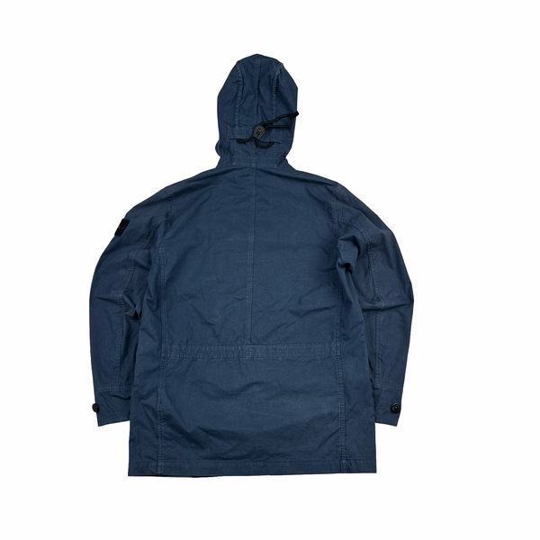 Stone Island 2020 Blue Hooded Cotton Cordura Jacket - Small