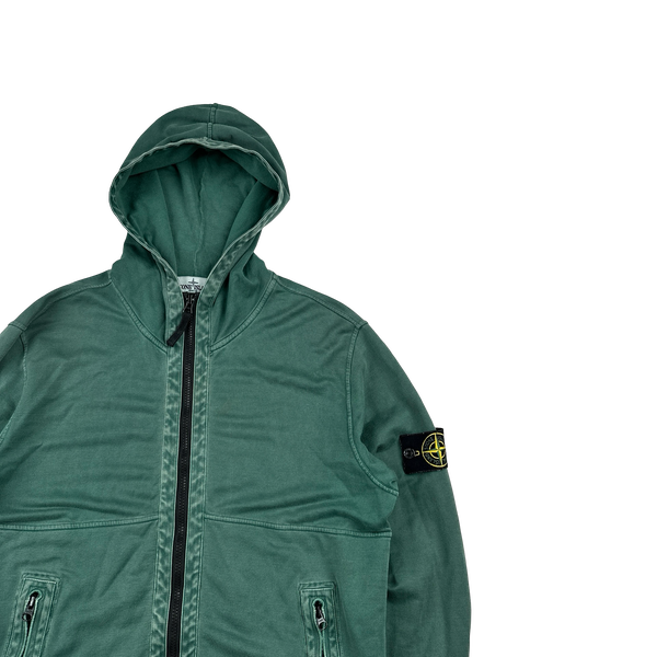 Stone Island 2013 Emerald Green Cotton Zipped Hoodie - Large