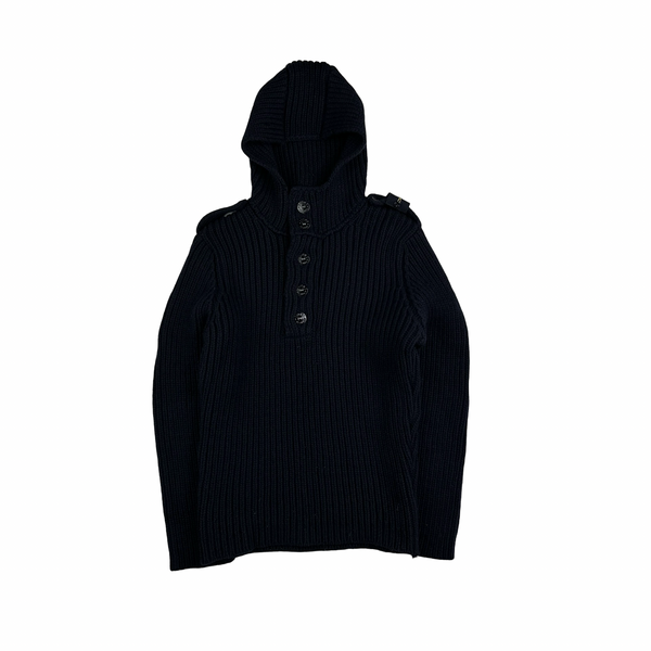 Stone Island Heavyweight Thick Hooded Quarter Zipped Knit - Medium