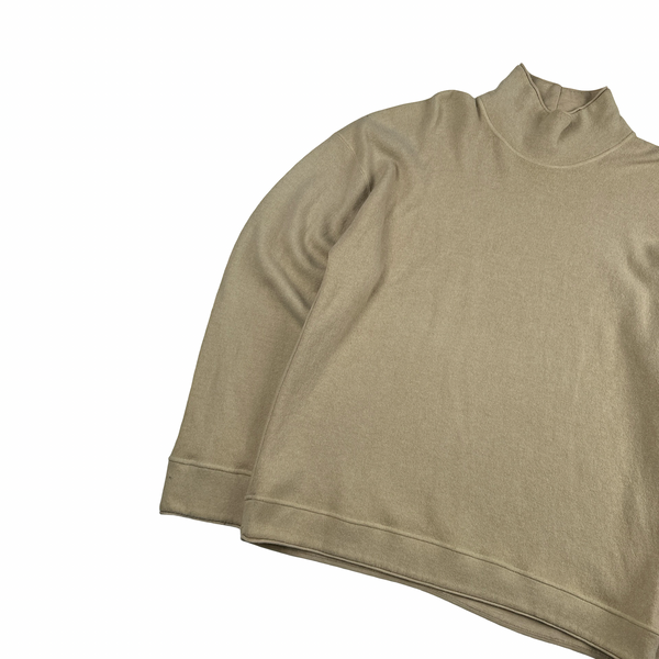 Stone Island 1995 Heavyweight Beige Green Edge Mock Neck Pullover Jumper - XXL