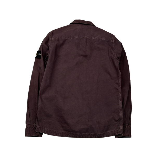 Stone Island 2015 Burgundy Thick Cotton Overshirt - Small