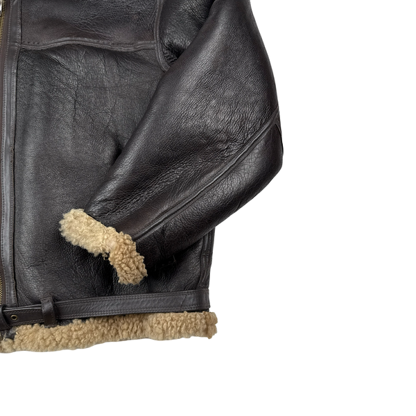 Cirrus Shearling Lined Aviator Pilot Thick Leather Vintage Jacket - XXL