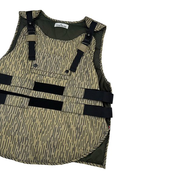 Stone Island 2021 Rain Camo Reflective Spellout Padded Utility Vest - Large